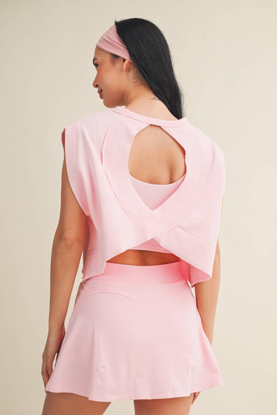Mineral Wash Open Back Top and Skort Set