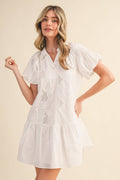 FLORAL EMBROIDERY CUT-OUT MINI DRESS