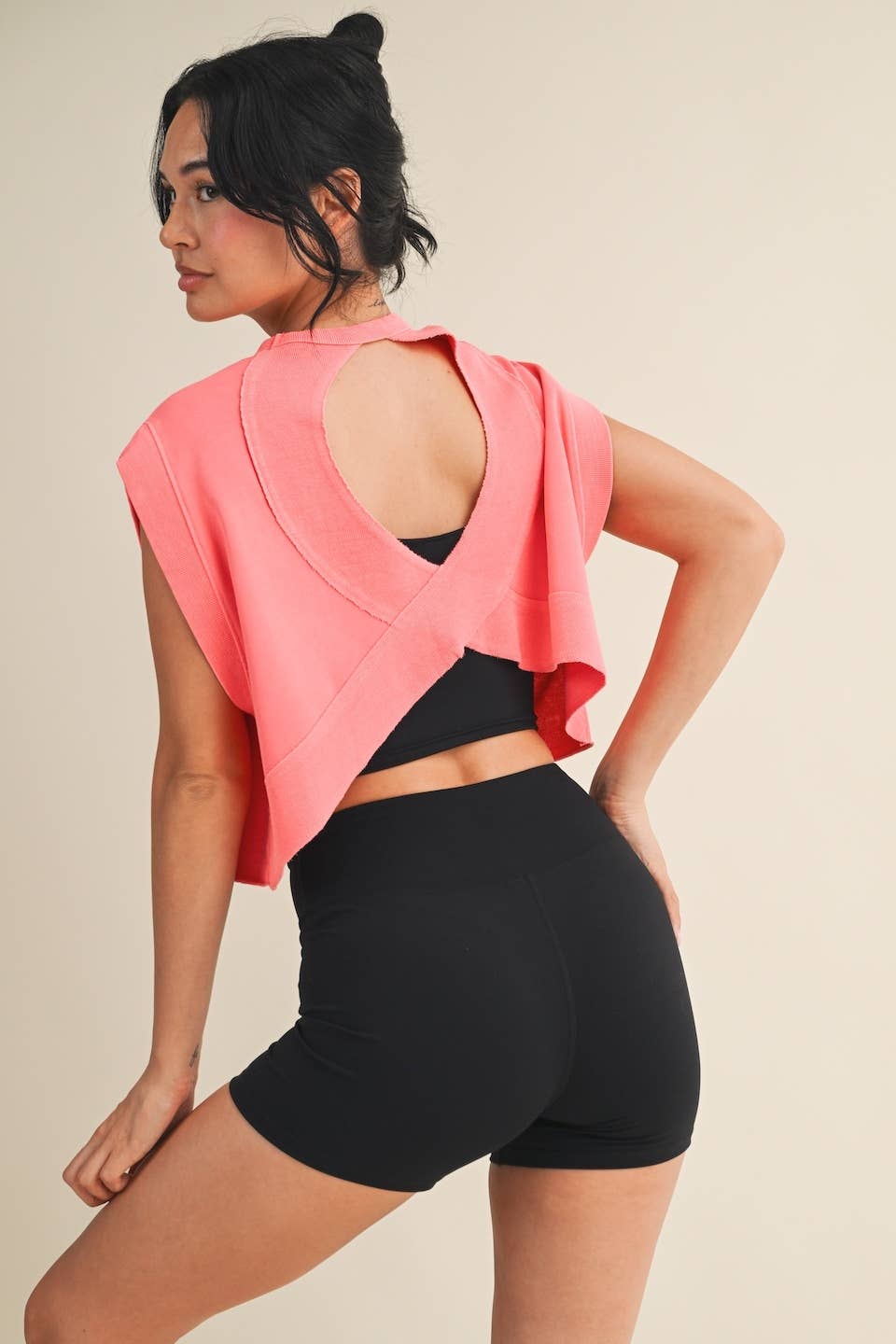 Mineral Wash Open Back Top and Skort Set