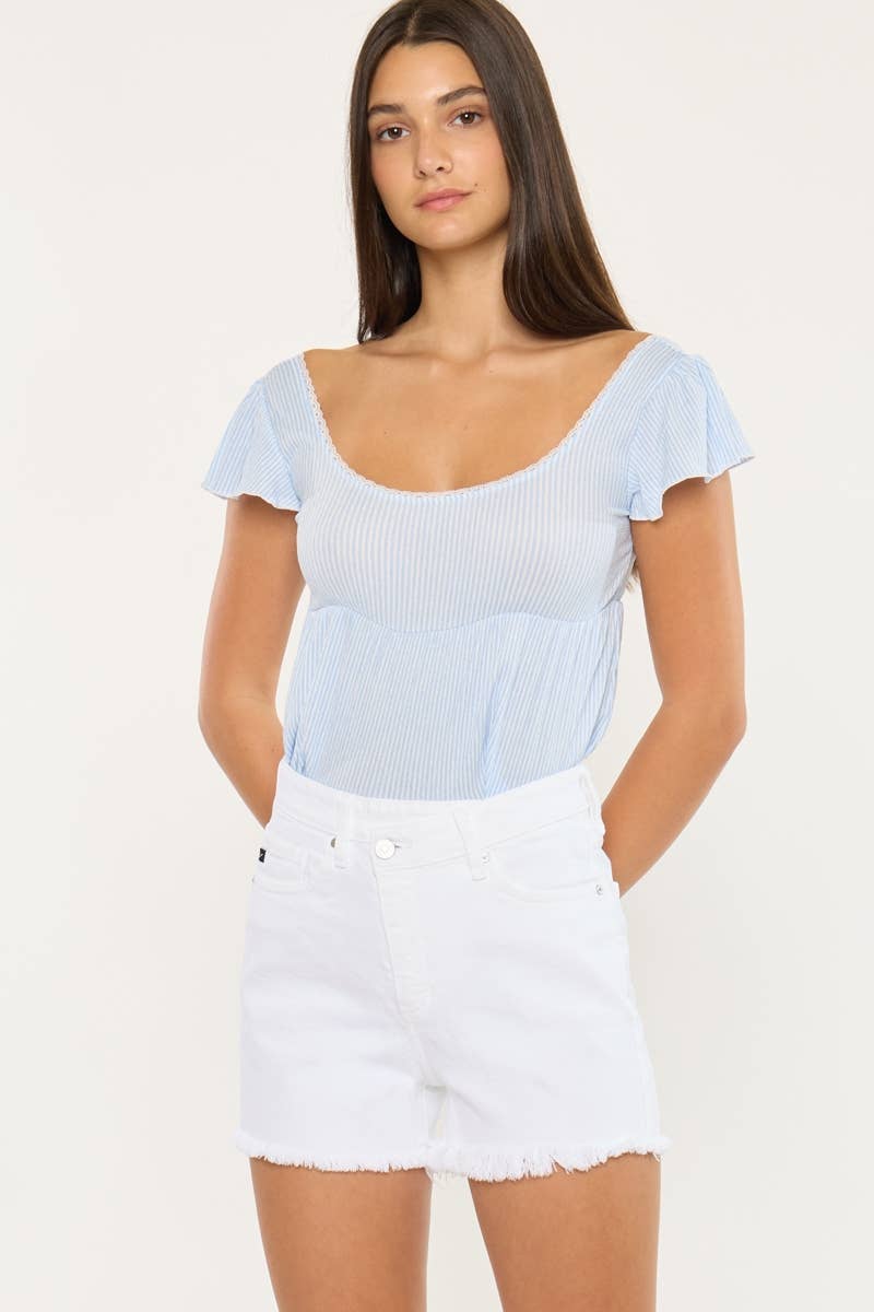 White Denim High Rise Shorts