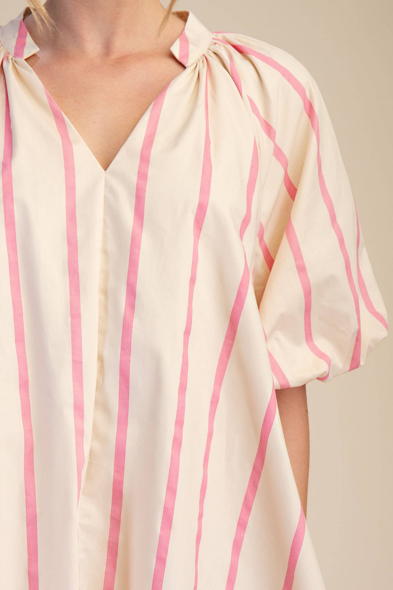 Puff-Sleeve Mini Shift Dress