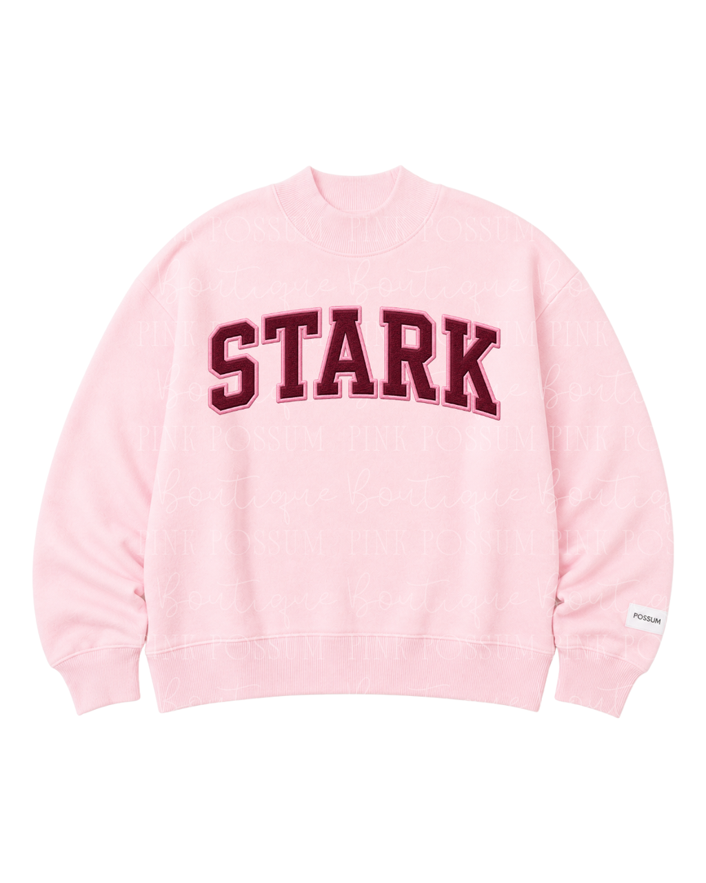 STARK Mock Neck - Pink, bulldogs embroidered collar