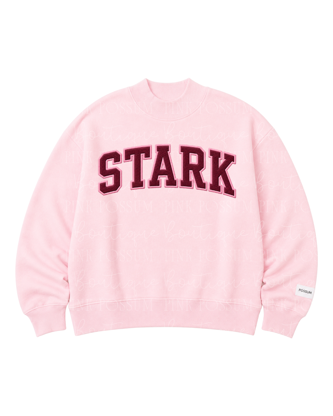 STARK Mock Neck - Pink, bulldogs embroidered collar