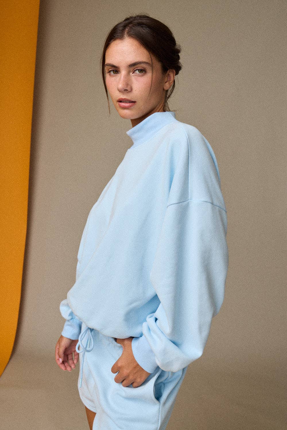 Mock Neckline Oversized Lounge Set PINK/BLUE