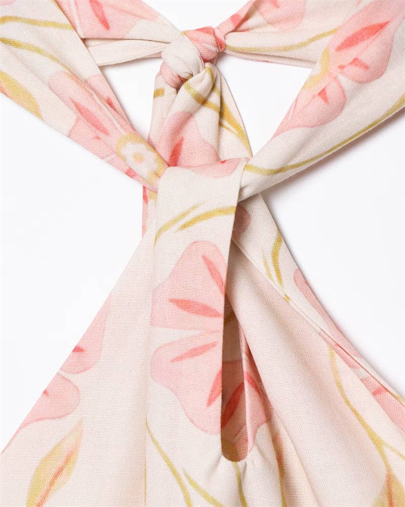 Olivia Bloom Floral printed halter mini shift dress