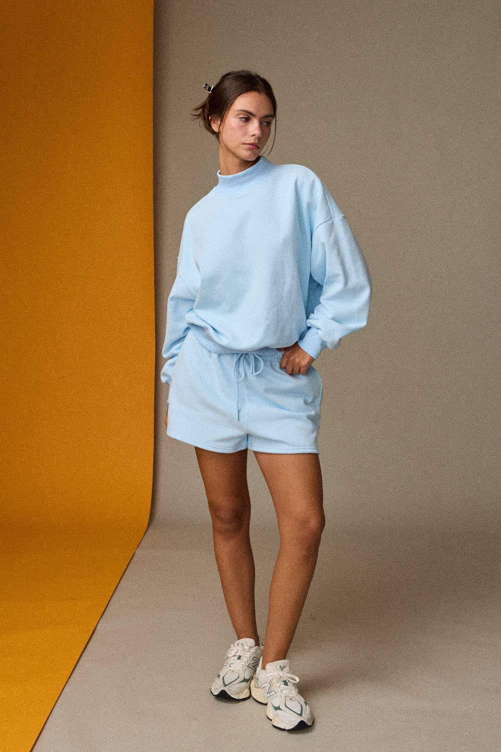 Mock Neckline Oversized Lounge Set PINK/BLUE