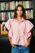 "Sunshine" Solid Peplum Blouse
