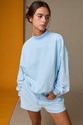 Mock Neckline Oversized Lounge Set PINK/BLUE
