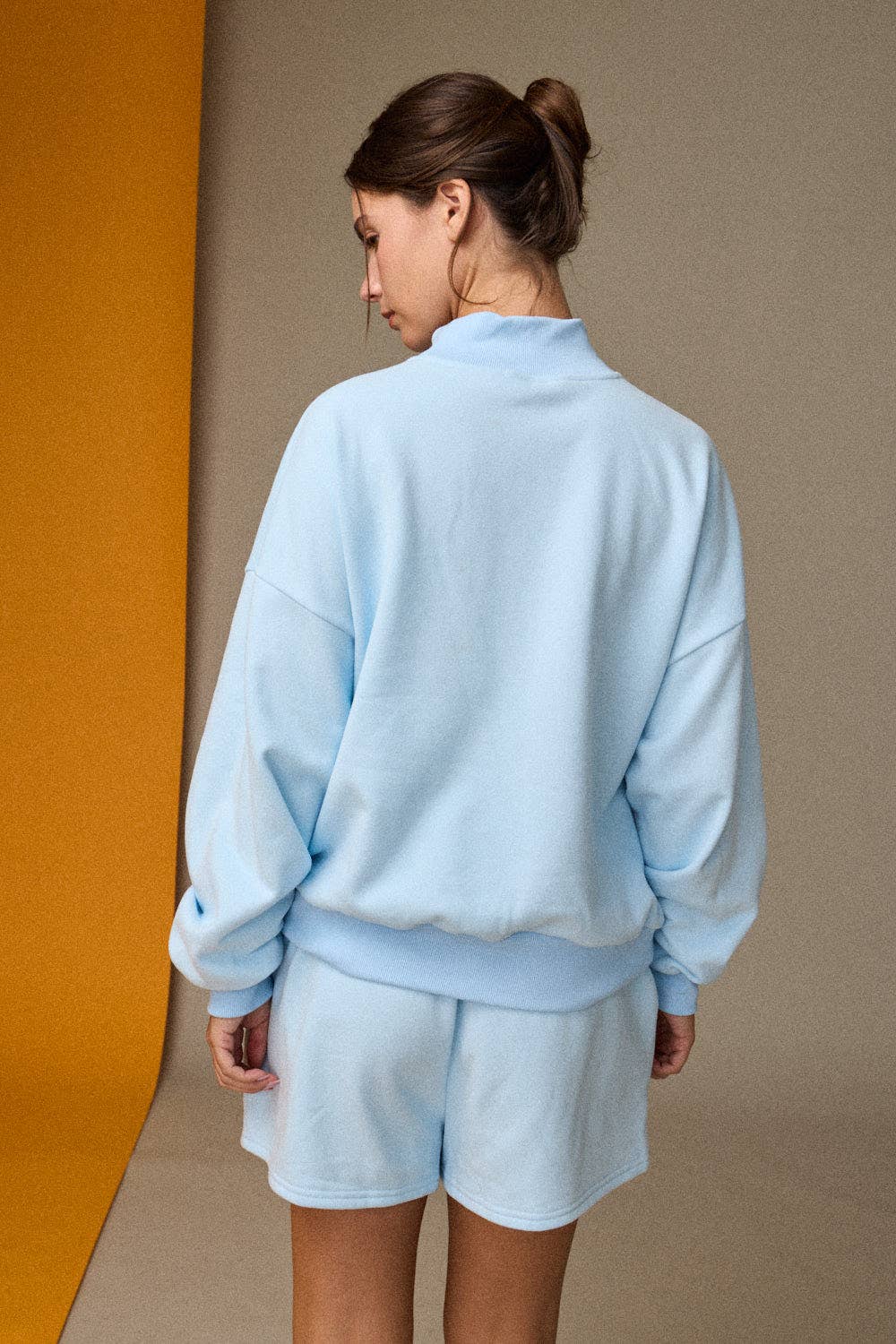 Mock Neckline Oversized Lounge Set PINK/BLUE