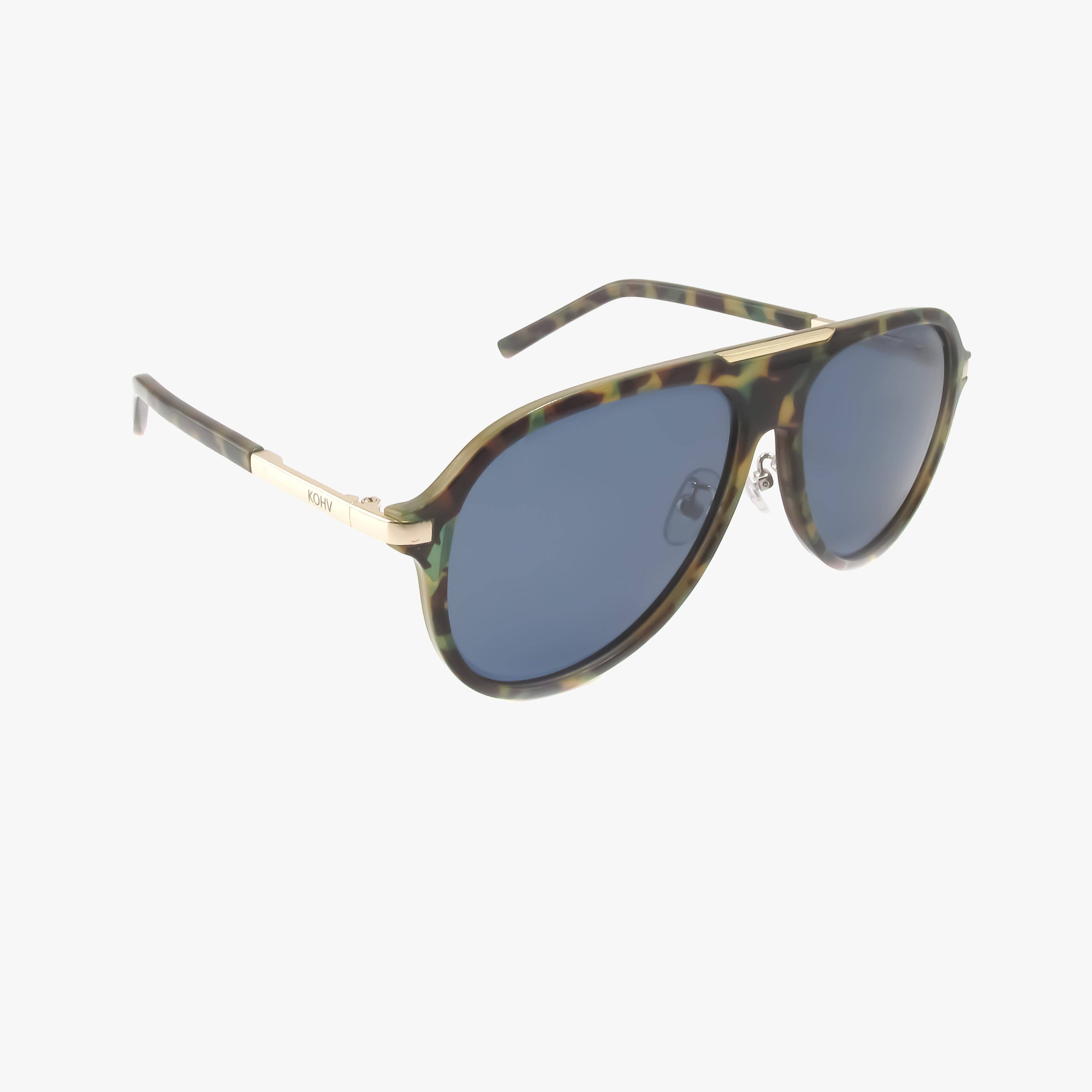 AURA GREEN TORTOISE Polarized Fashion Aviator Sunglasses