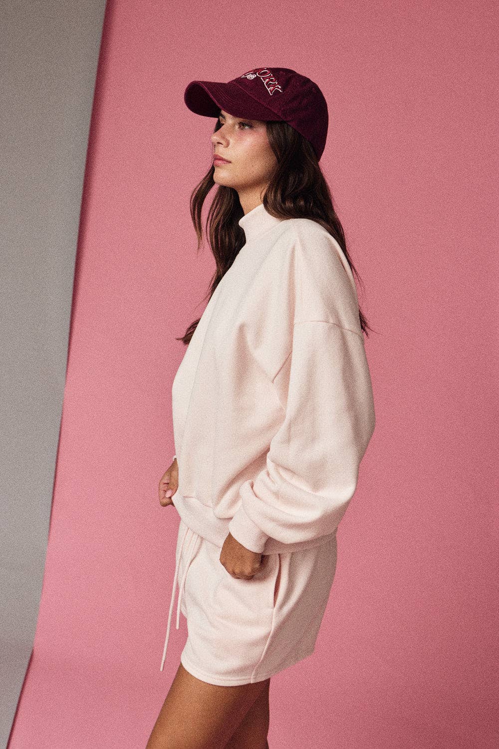 Mock Neckline Oversized Lounge Set PINK/BLUE