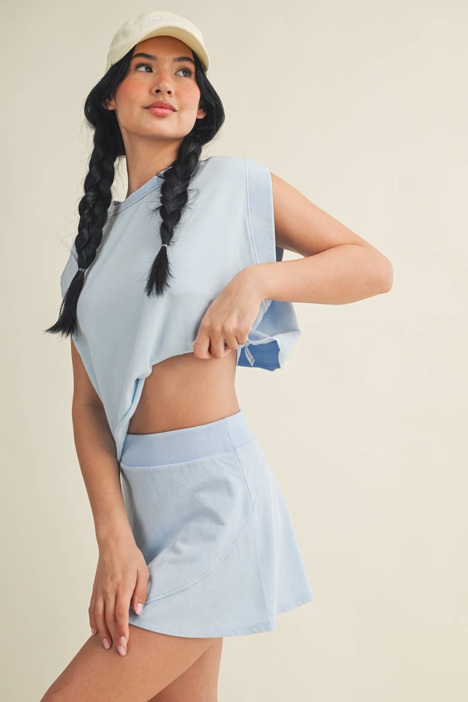 Mineral Wash Open Back Top and Skort Set