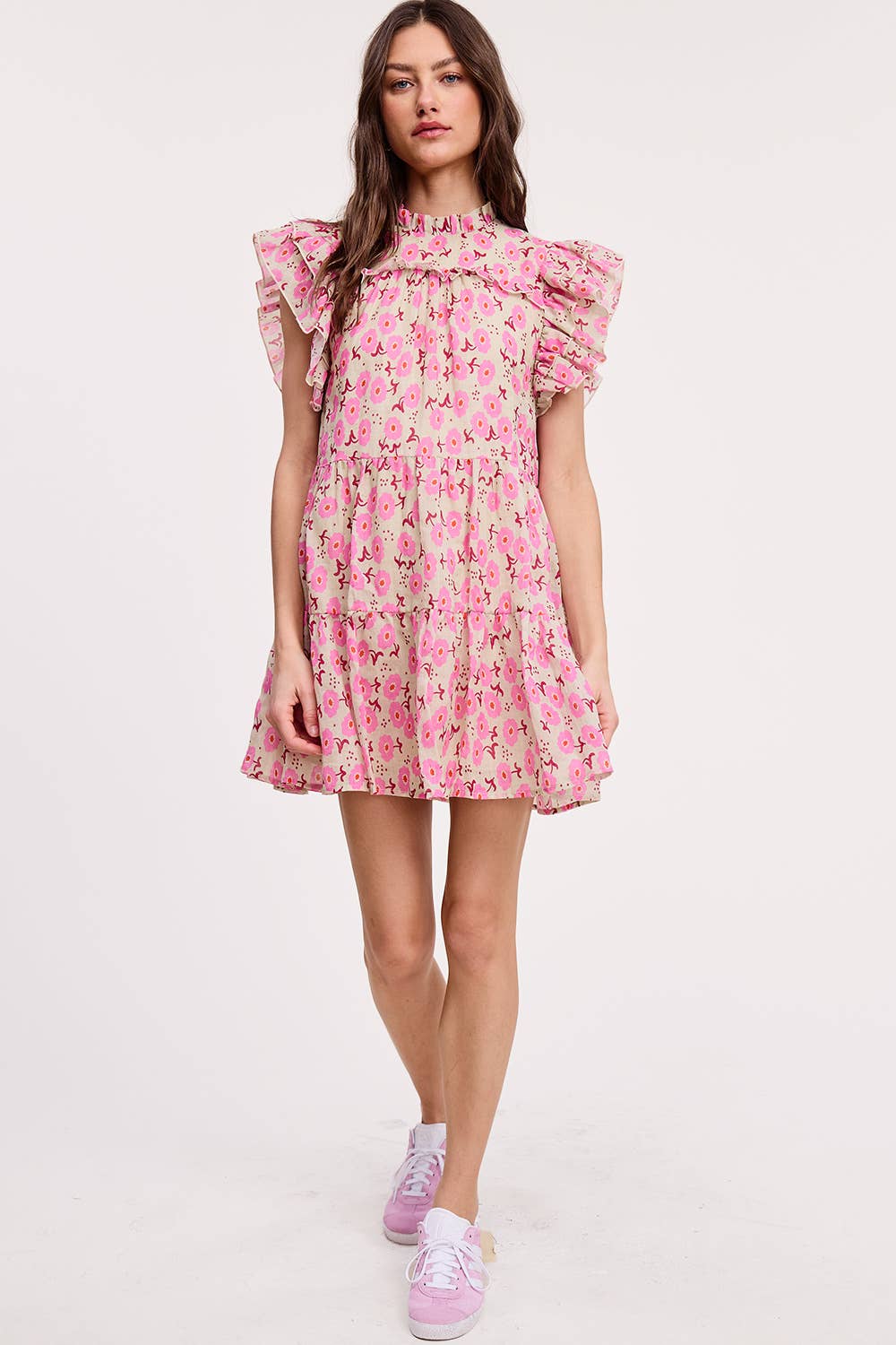 Blossom Shoulder Ruffle Mini Dress