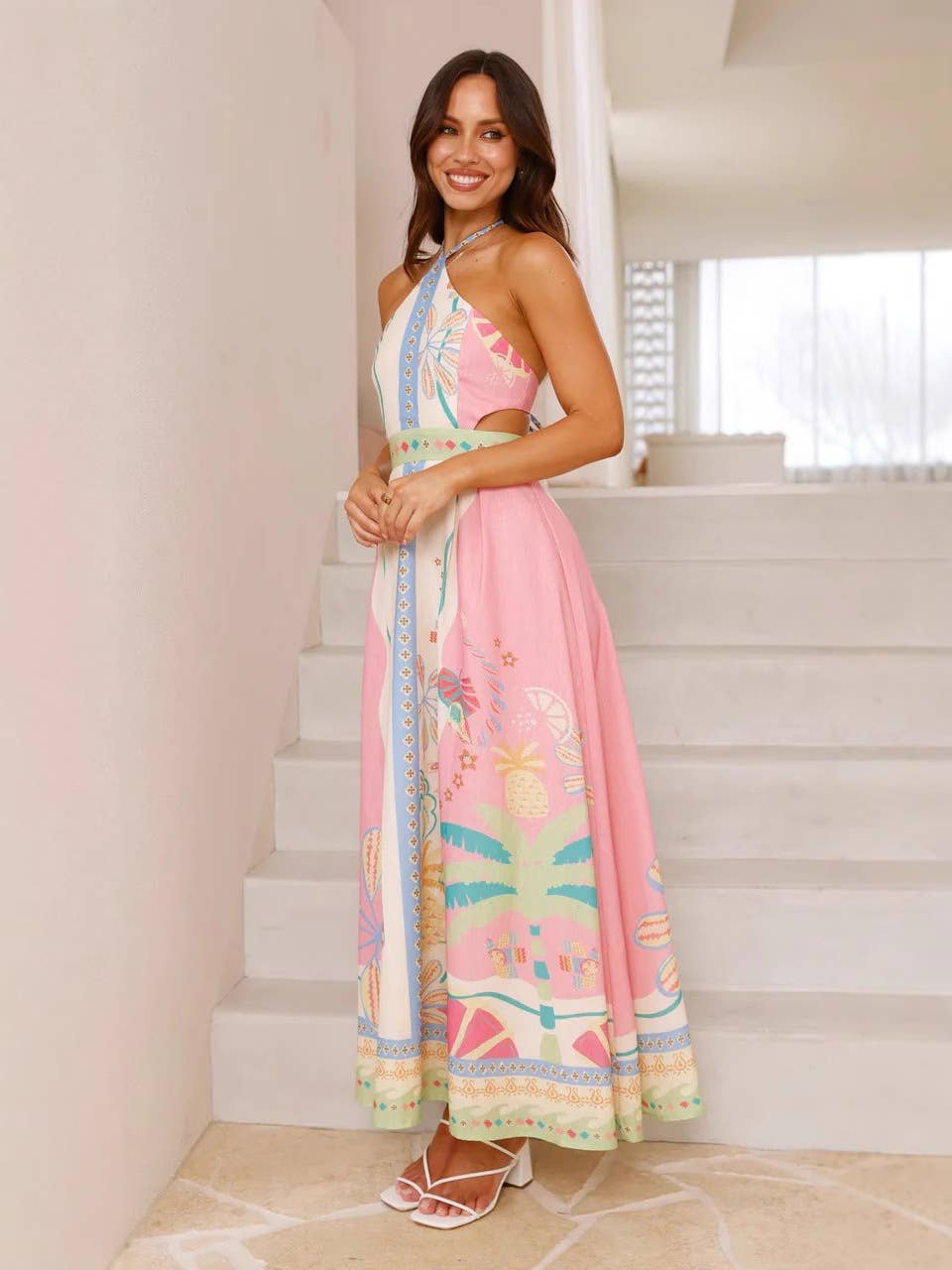 Halter halter long hollowed waist dress