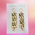 Gold Triple Square Earrings 