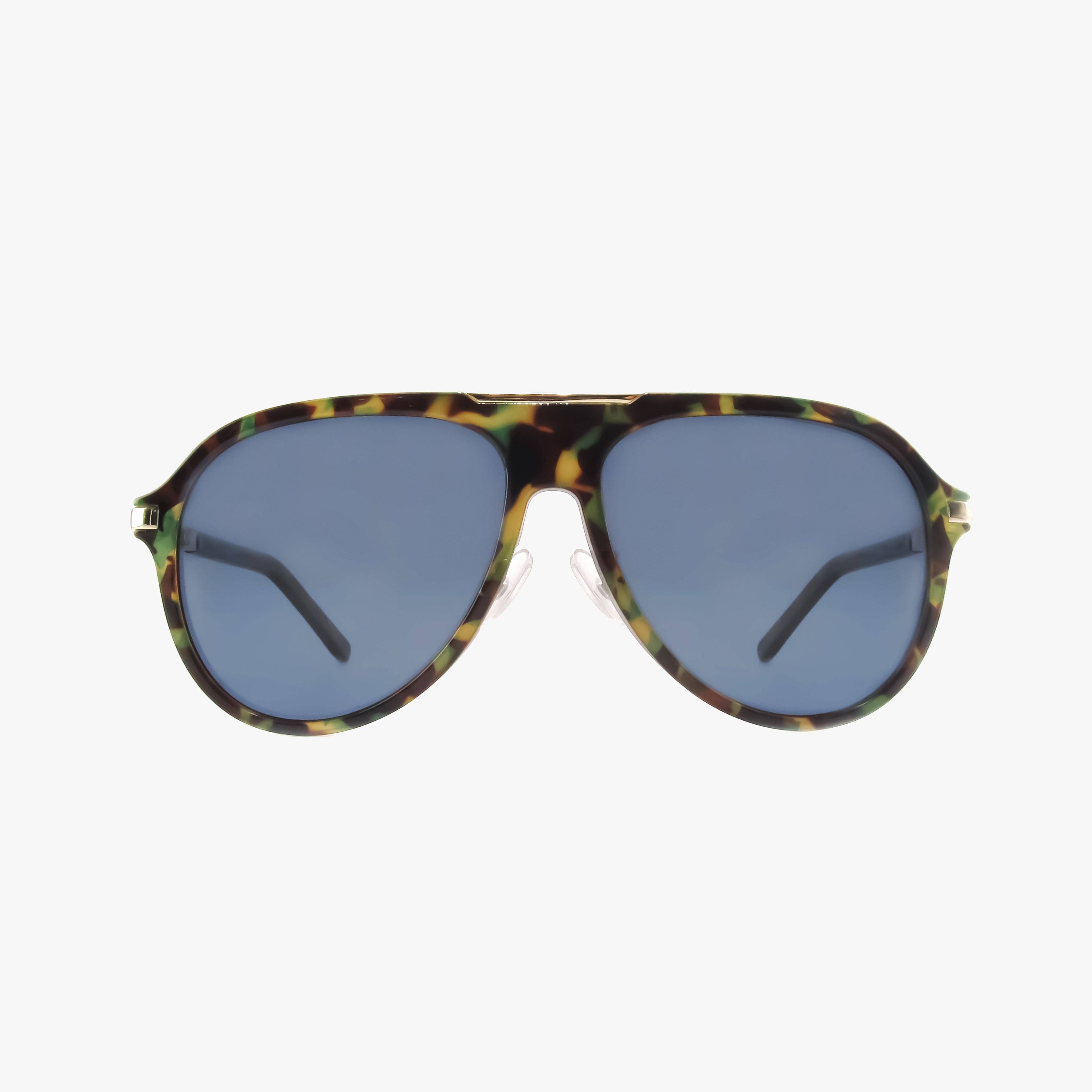 AURA GREEN TORTOISE Polarized Fashion Aviator Sunglasses