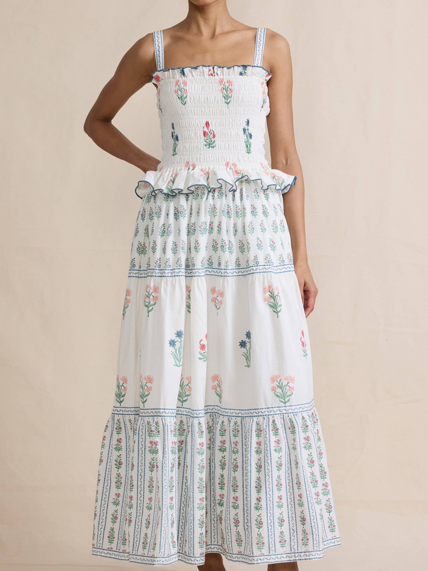 Wavy Floral Luscious Slip Puffy Dress