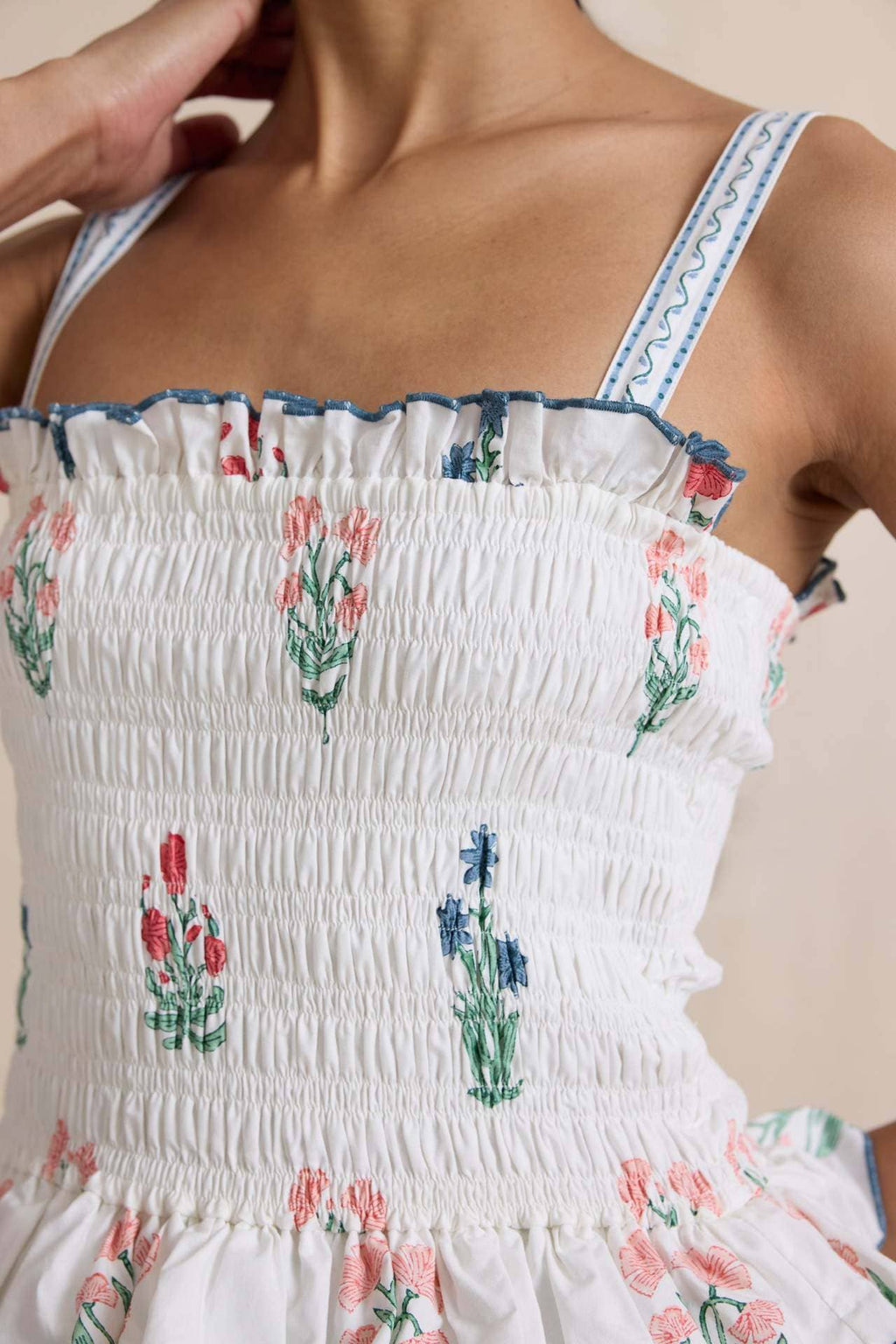 Wavy Floral Luscious Slip Puffy Dress
