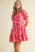 Floral Print Button Down Front Mini Dress
