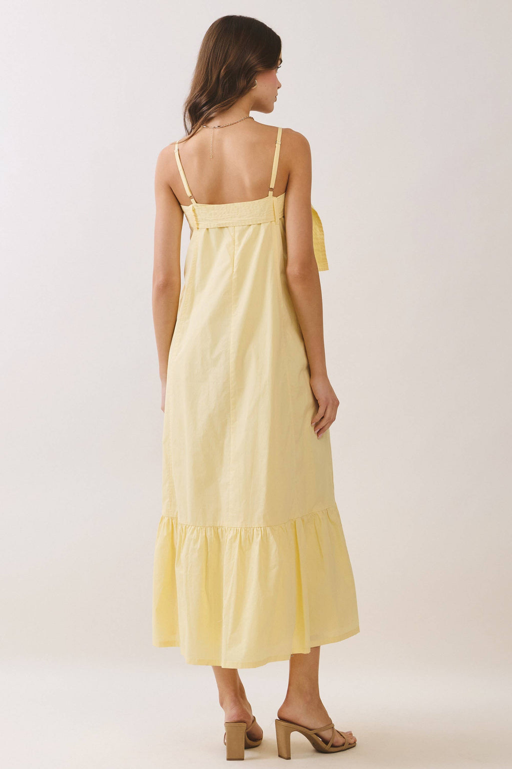 Solid Buckle Strap Detail Midi Dress
