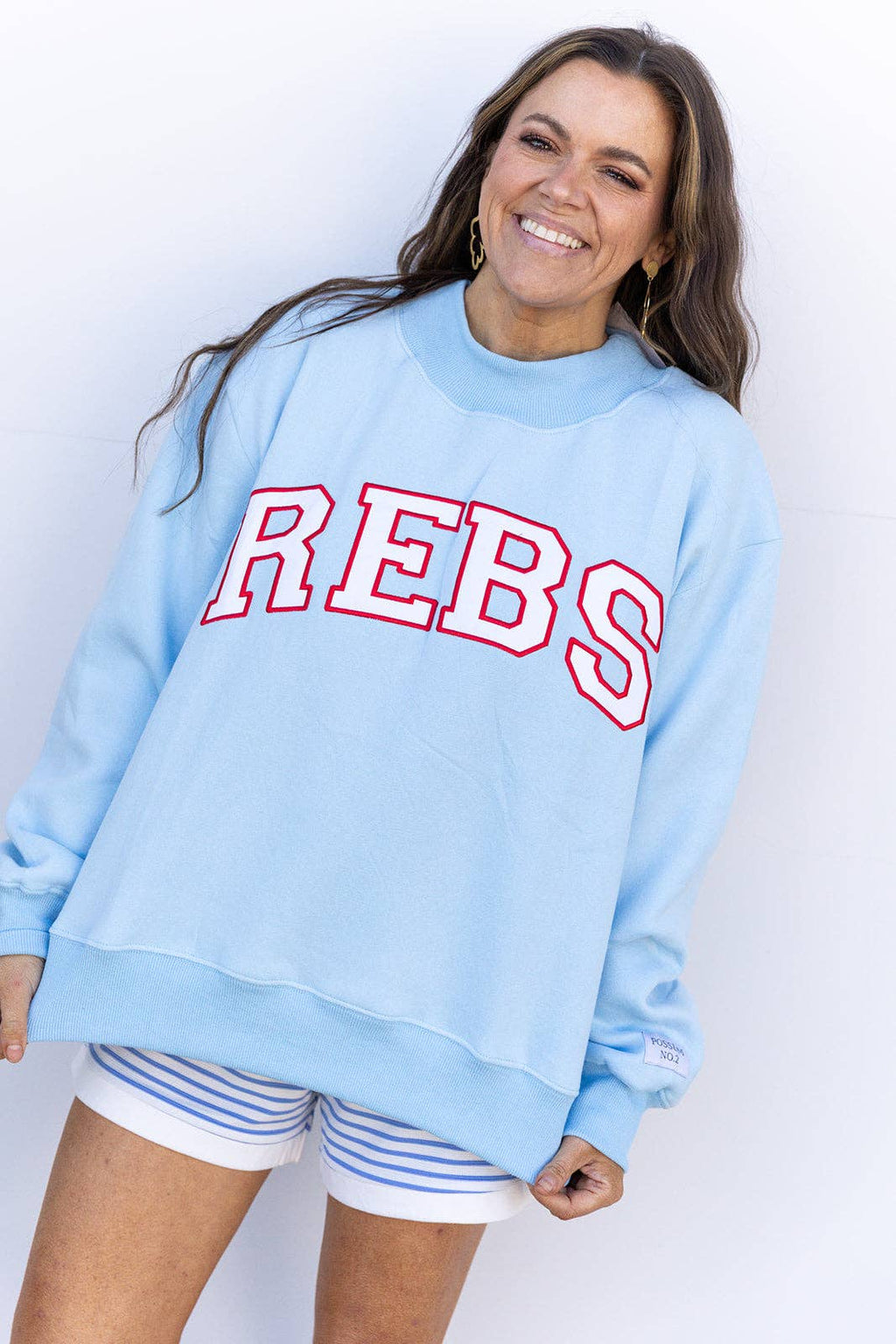 Powder Blue Rebs Mockneck Sweatshirt