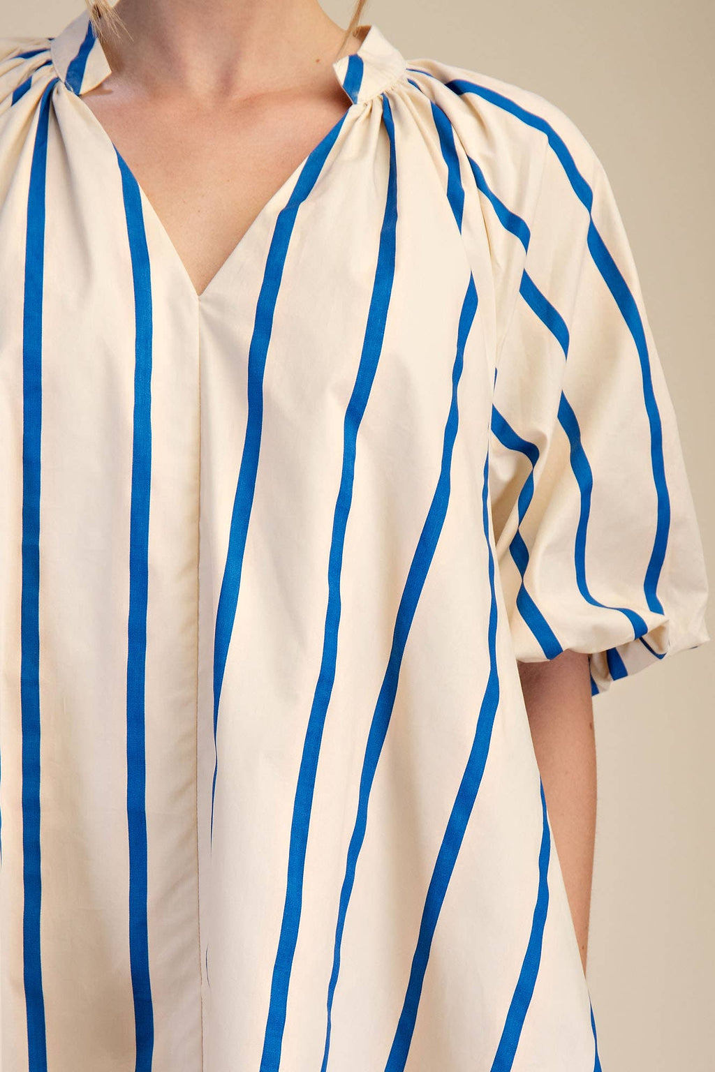 Puff-Sleeve Mini Shift Dress