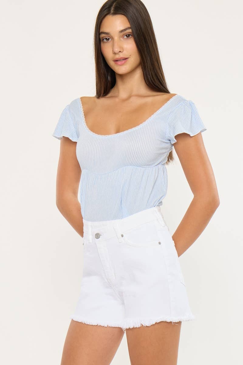 White Denim High Rise Shorts